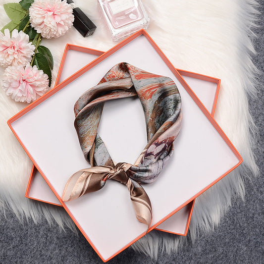 inRealSilk S21018 53cm*53cm Print 100% Small Square Silk Scarf Neckerchiefs&Bandana