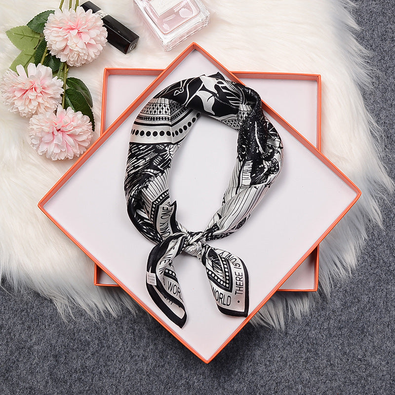 inRealSilk S21037 53cm*53cm Print 100% Small Square Silk Scarf Neckerchiefs&Bandana