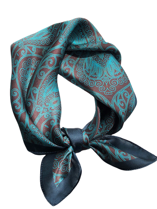 inRealSilk Dark Green 53cm*53cm Print 100% Small Square Silk Scarf Neckerchiefs&Bandana