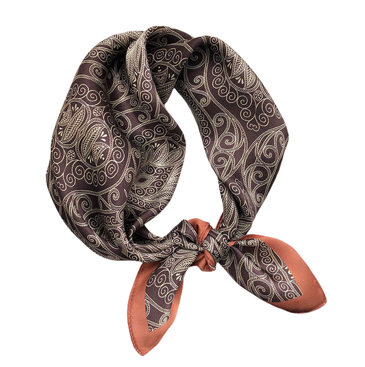 inRealSilk Khaki 53cm*53cm Print 100% Small Square Silk Scarf Neckerchiefs&Bandana