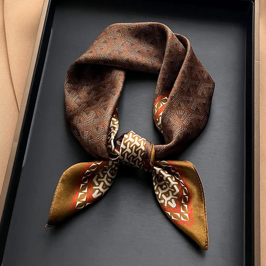 inRealSilk Women's Or Men's 100% Small Square Silk Scarf 50cm*50cm  Yellow-Brown Neckerchiefs&Bandana