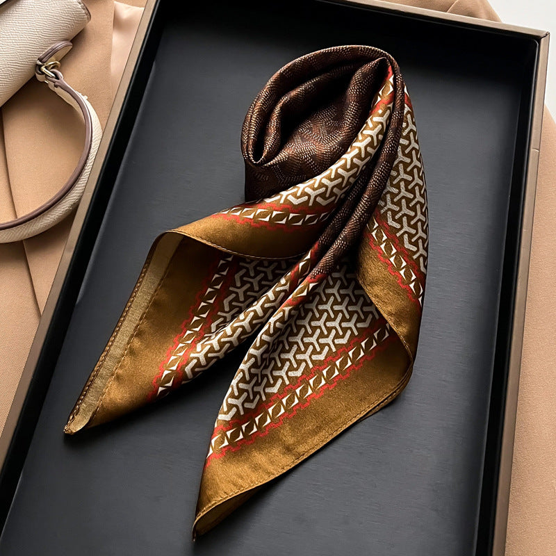 inRealSilk Women's Or Men's 100% Small Square Silk Scarf 50cm*50cm  Yellow-Brown Neckerchiefs&Bandana
