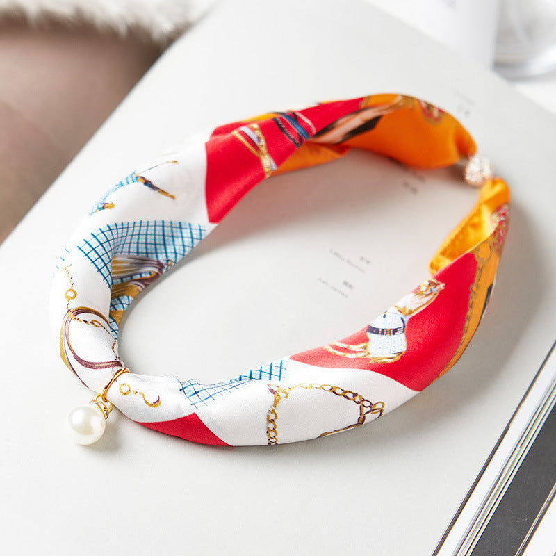 inRealSilk #ZS-1209 40cm 100% Silk Necklace Scarf Soft And Breathable&Fine Printing Hand-Sewn