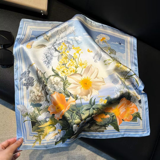 inRealSilk Printed Fashion Scarf 01# 53cm*53cm Print 100% Silk Small Square Silk Scarf Neckerchiefs&Bandana&Handkerchief