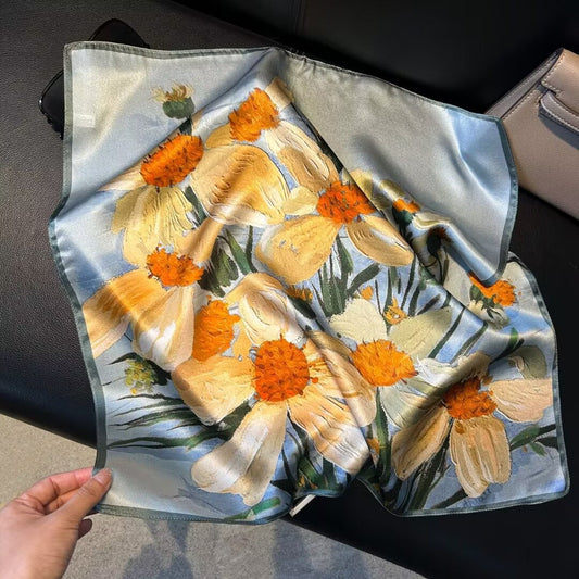 inRealSilk Printed Fashion Scarf 04# 53cm*53cm Print 100% Silk Small Square Silk Scarf Neckerchiefs&Bandana&Handkerchief