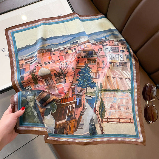inRealSilk Printed Fashion Scarf 07# 53cm*53cm Print 100% Silk Small Square Silk Scarf Neckerchiefs&Bandana&Handkerchief