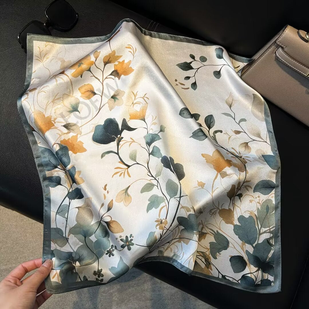 inRealSilk Printed Fashion Scarf 12# 53cm*53cm Print 100% Silk Small Square Silk Scarf Neckerchiefs&Bandana&Handkerchief