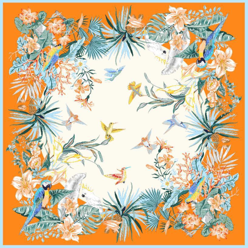 inRealSilk Printed Fashion Scarf 16# 53cm*53cm Print 100% Silk Small Square Silk Scarf Neckerchiefs&Bandana&Handkerchief