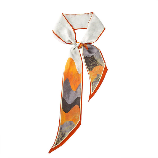 inRealSilk Twilly Colorful Mountains 125cm*6cm 100% Silk (Mulberry Silk)Hypotenuse Hair Bands&Bags Ribbons&Neckband