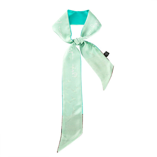 inRealSilk Twilly Blue Crane 125cm*6cm 100% Silk (Mulberry Silk)Hypotenuse Hair Bands&Bags Ribbons&Neckband