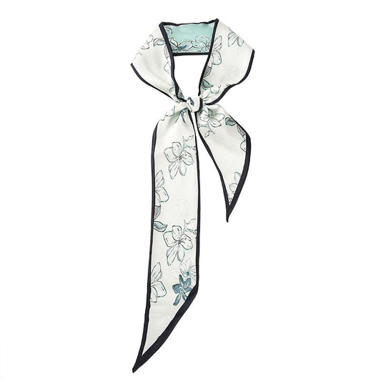 inRealSilk Twilly Elegant Flower 125cm*6cm 100% Silk (Mulberry Silk)Hypotenuse Hair Bands&Bags Ribbons&Neckband