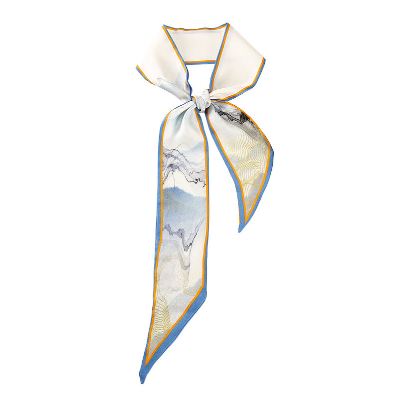 inRealSilk Twilly  Ink (Used In Painting) 125cm*6cm 100% Silk (Mulberry Silk)Hypotenuse Hair Bands&Bags Ribbons&Neckband