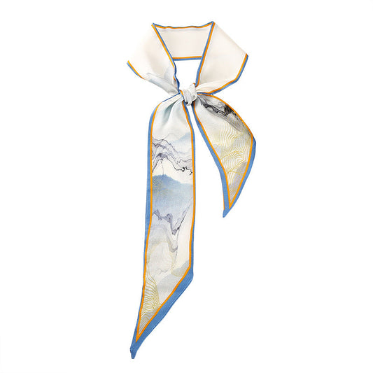inRealSilk Twilly  Ink (Used In Painting) 125cm*6cm 100% Silk (Mulberry Silk)Hypotenuse Hair Bands&Bags Ribbons&Neckband