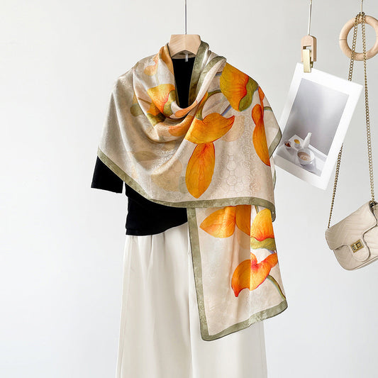 inRealSilk ZS25-Orange 55cm*170cm 100% Silk Shawls
