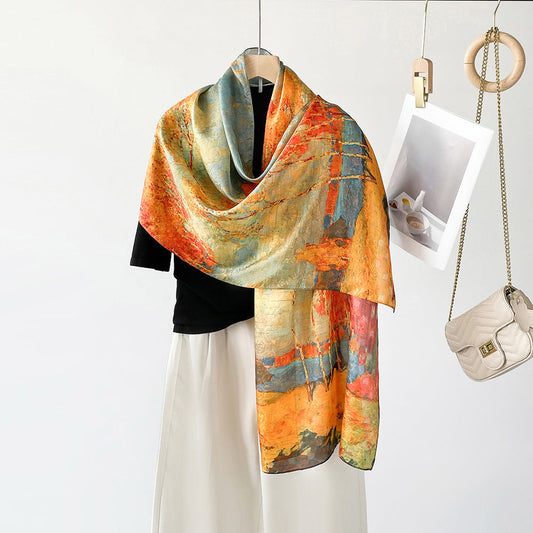 inRealSilk ZS25-Birch Forest 55cm*170cm 100% Silk Shawls