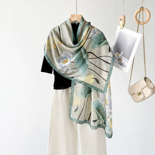 inRealSilk ZS25-Lotus Flower 55cm*170cm 100% Silk Shawls