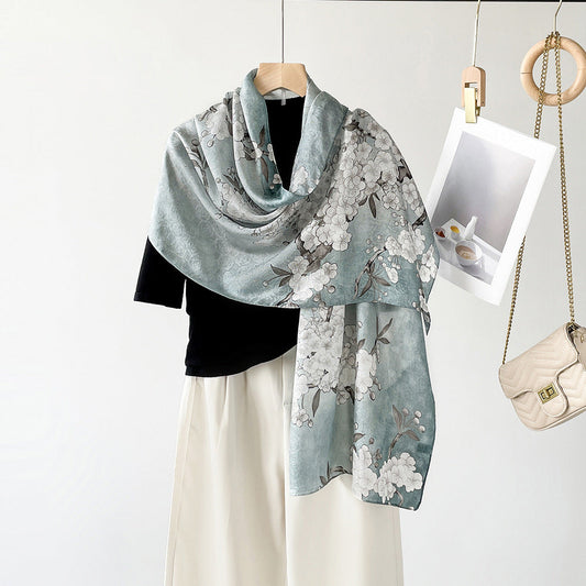 inRealSilk ZS25-Green Sophora 55cm*170cm 100% Silk Shawls