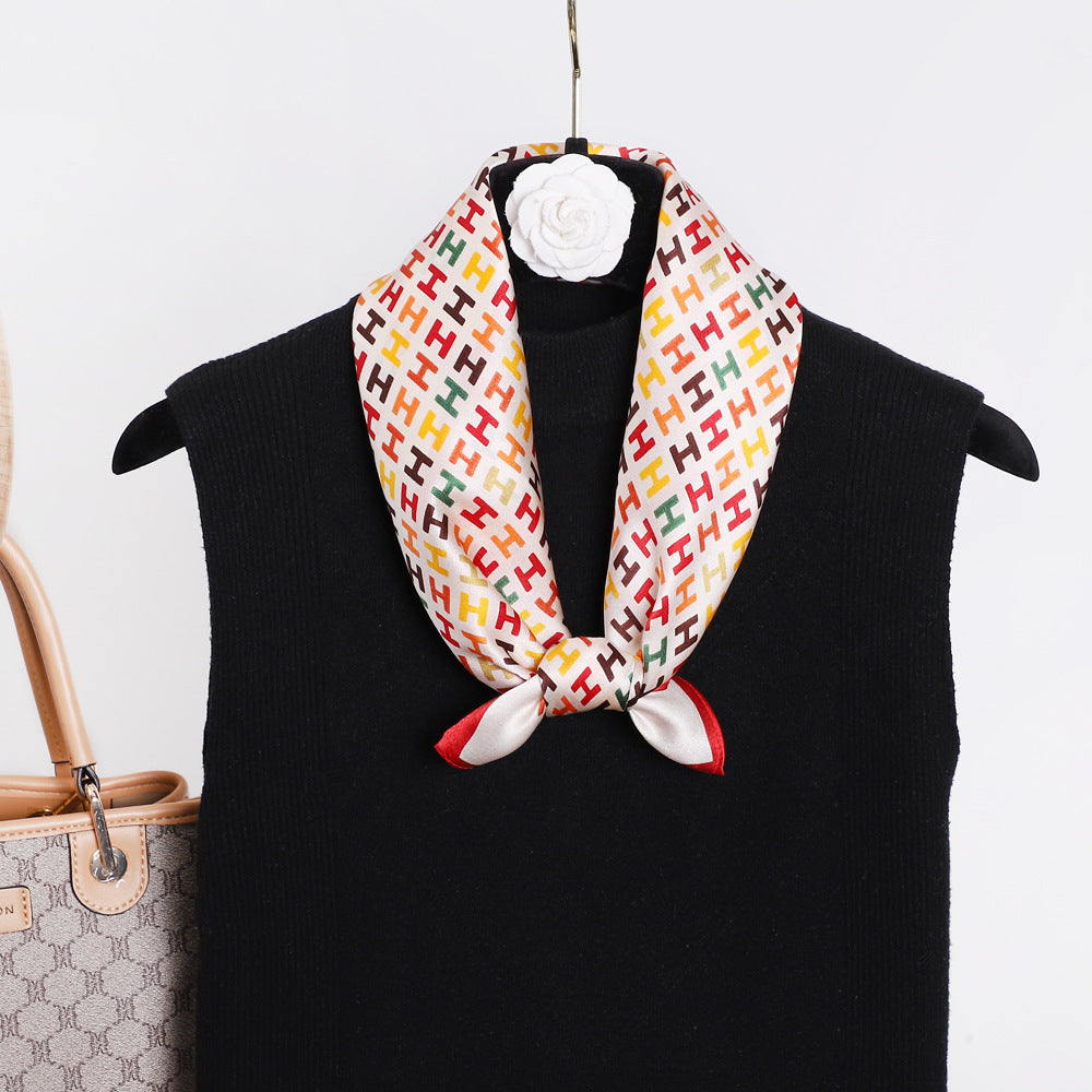 inRealSilk Letter H 53cm*53cm Print 100% Small Square Silk Scarf Neckerchiefs&Bandana