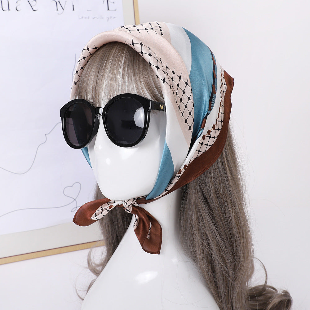 inRealSilk Blue 53cm*53cm Print 100% Small Square Silk Scarf Neckerchiefs&Bandana