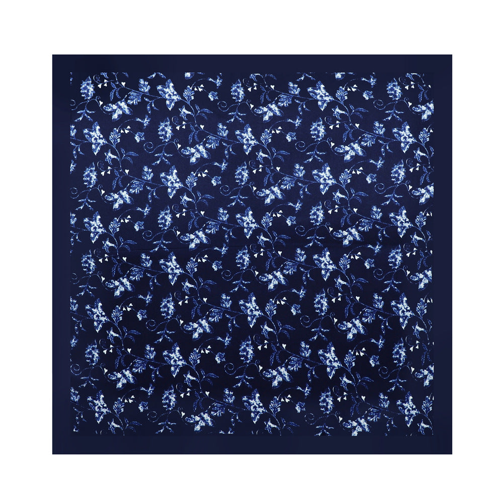 inRealSilk Dark Blue Flower Vine 53cm*53cm Print 100% Small Square Silk Scarf Neckerchiefs&Bandana