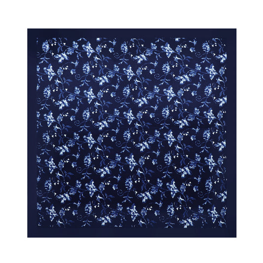 inRealSilk Dark Blue Flower Vine 53cm*53cm Print 100% Small Square Silk Scarf Neckerchiefs&Bandana