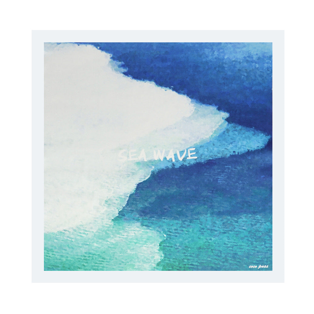 inRealSilk Sea Wave 53cm*53cm Print 100% Small Square Silk Scarf Neckerchiefs&Bandana