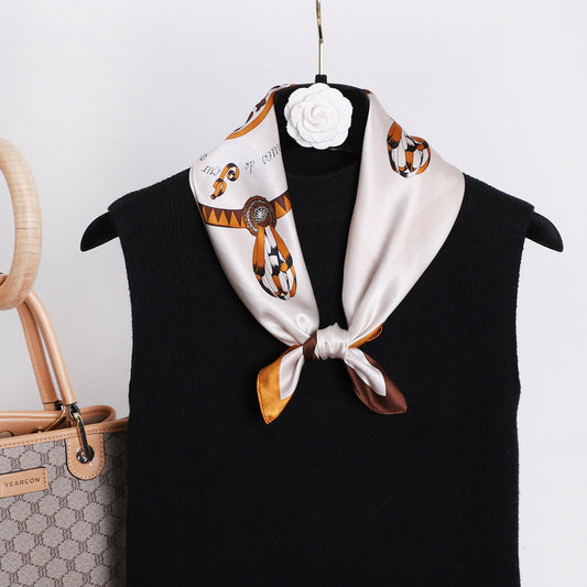 inRealSilk Simple Beige 53cm*53cm Print 100% Small Square Silk Scarf Neckerchiefs&Bandana