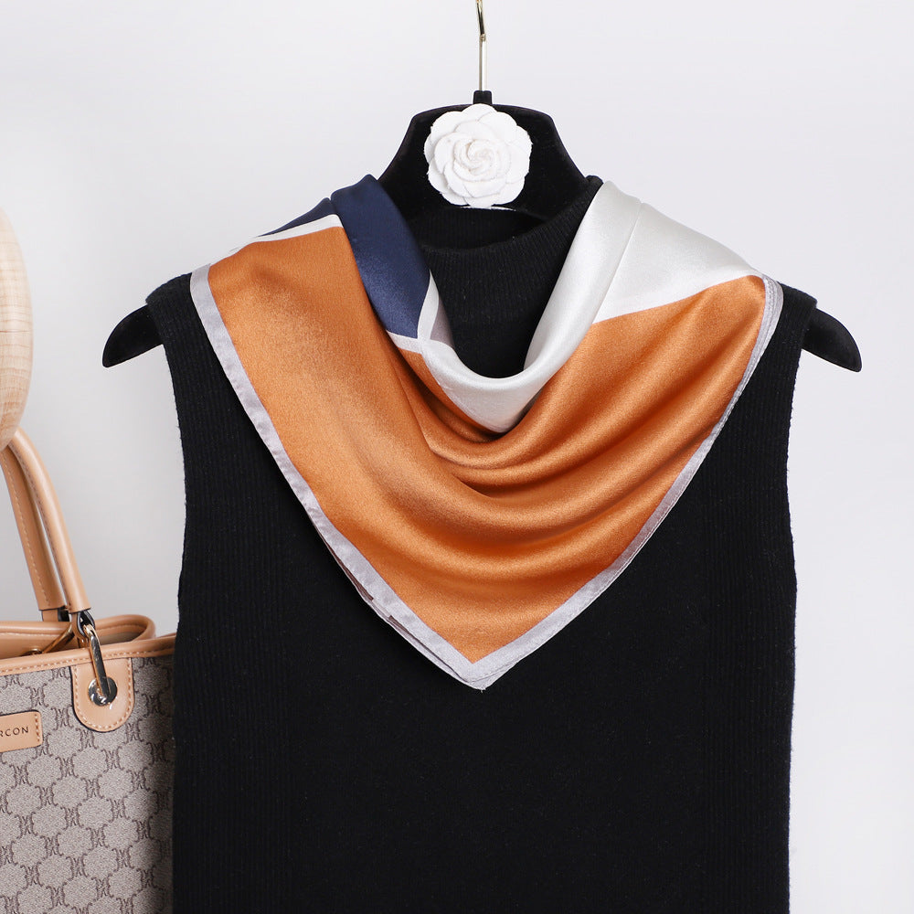 inRealSilk Yellow 53cm*53cm Print 100% Small Square Silk Scarf Neckerchiefs&Bandana