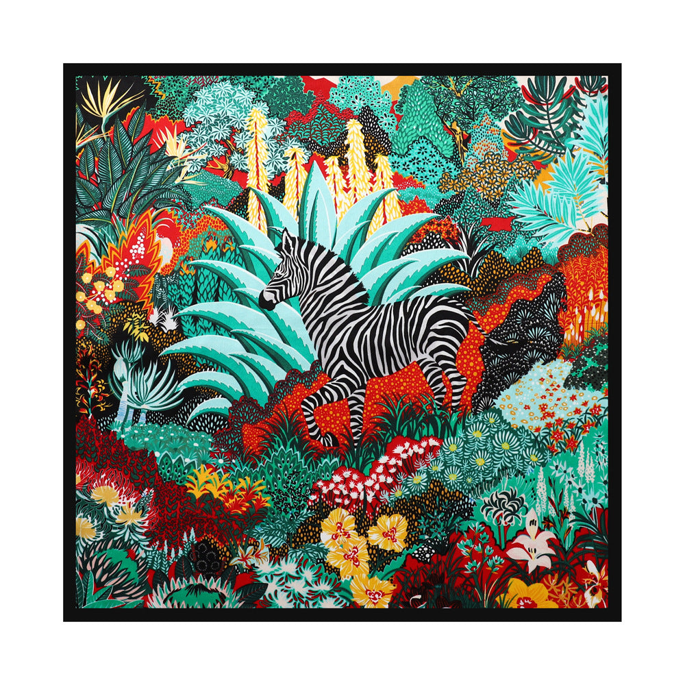 inRealSilk Jungle Zebra 53cm*53cm Print 100% Small Square Silk Scarf Neckerchiefs&Bandana
