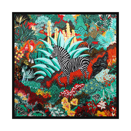 inRealSilk Jungle Zebra 53cm*53cm Print 100% Small Square Silk Scarf Neckerchiefs&Bandana