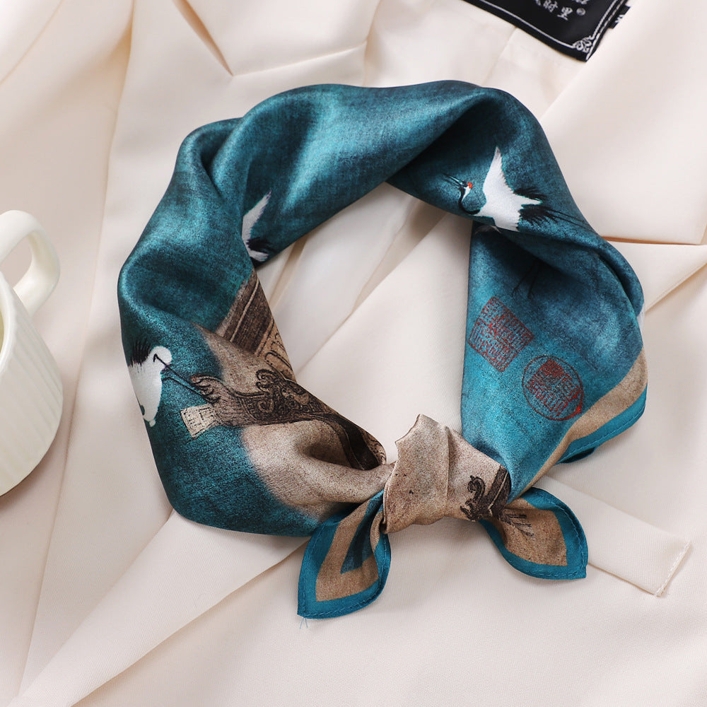 inRealSilk White Pigeon On A Blue Background 53cm*53cm Print 100% Small Square Silk Scarf Neckerchiefs&Bandana