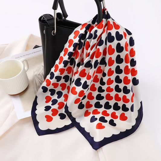 inRealSilk Red&Black Loving 53cm*53cm Print 100% Small Square Silk Scarf Neckerchiefs&Bandana