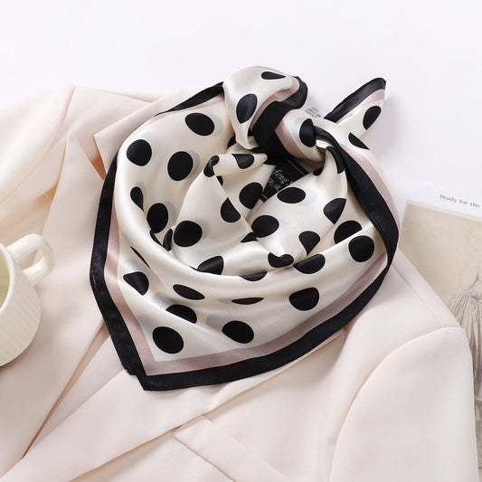inRealSilk Polka Dot 53cm*53cm Print 100% Small Square Silk Scarf Neckerchiefs&Bandana
