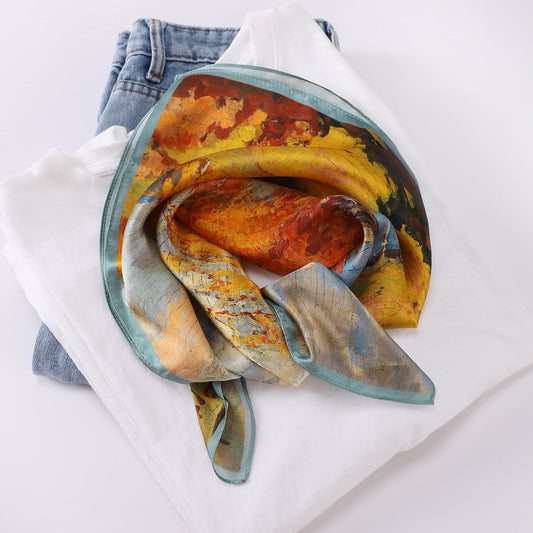 inRealSilk Birch Forest 53cm*53cm Print 100% Small Square Silk Scarf Neckerchiefs&Bandana