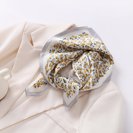 inRealSilk Tangerine Pink Flower 53cm*53cm Print 100% Small Square Silk Scarf Neckerchiefs&Bandana