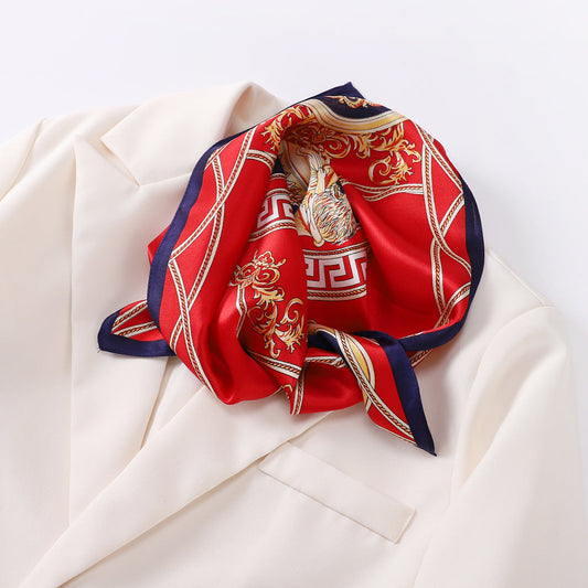 inRealSilk Baroque Red 53cm*53cm Print 100% Small Square Silk Scarf Neckerchiefs&Bandana