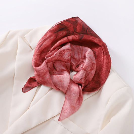 inRealSilk Rouge 53cm*53cm Print 100% Small Square Silk Scarf Neckerchiefs&Bandana