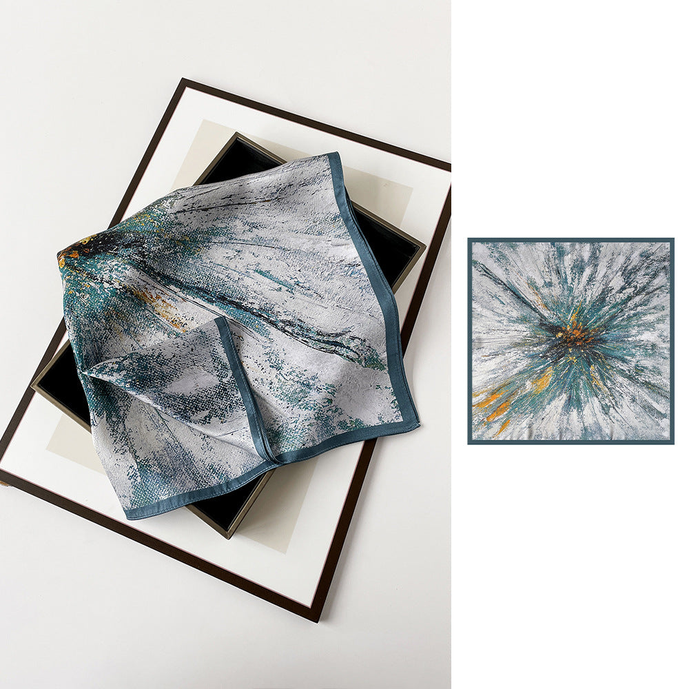 inRealSilk Abstract Painting 66cm*66cm 100% Silk Small Square Scarf Small Neckerchief with Suit