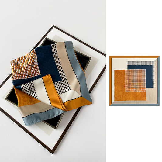 inRealSilk Colorblocked Polka Dots 66cm*66cm 100% Silk Small Square Scarf Small Neckerchief with Suit