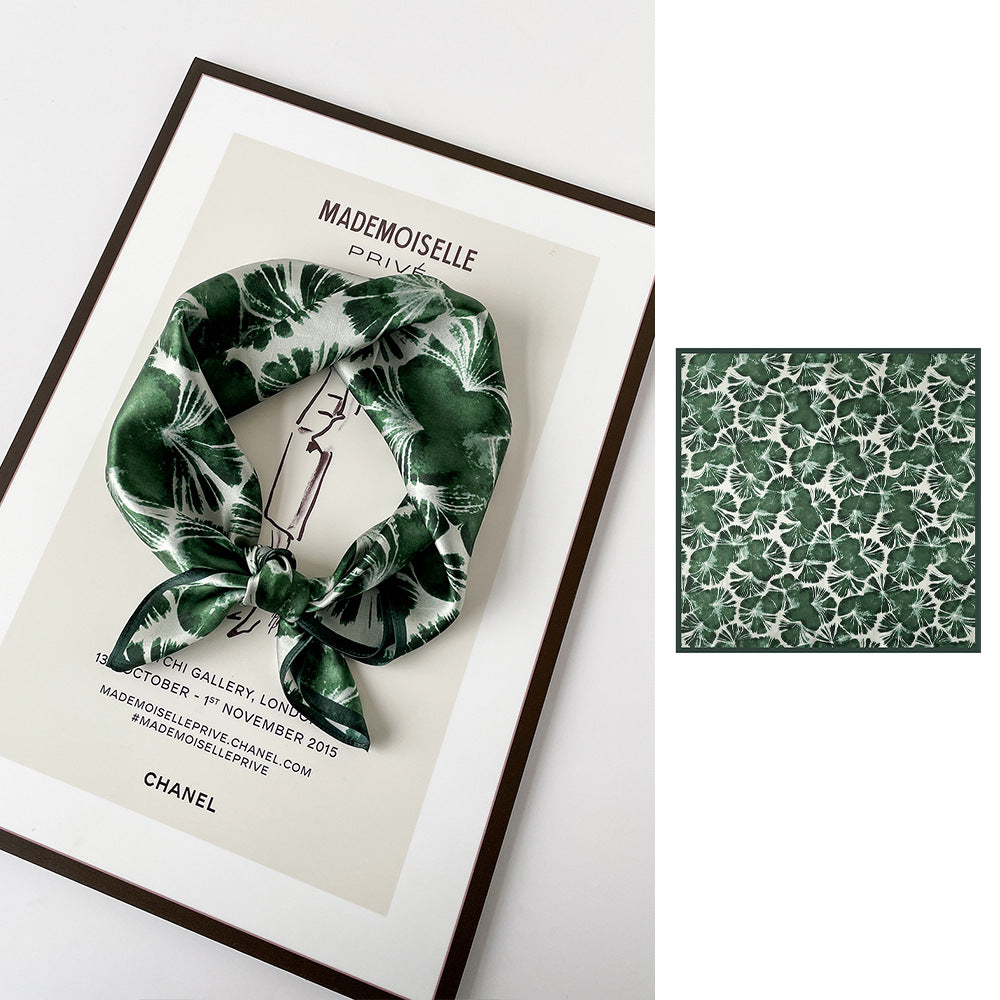 inRealSilk Green 66cm*66cm 100% Silk Small Square Scarf Small Neckerchief with Suit