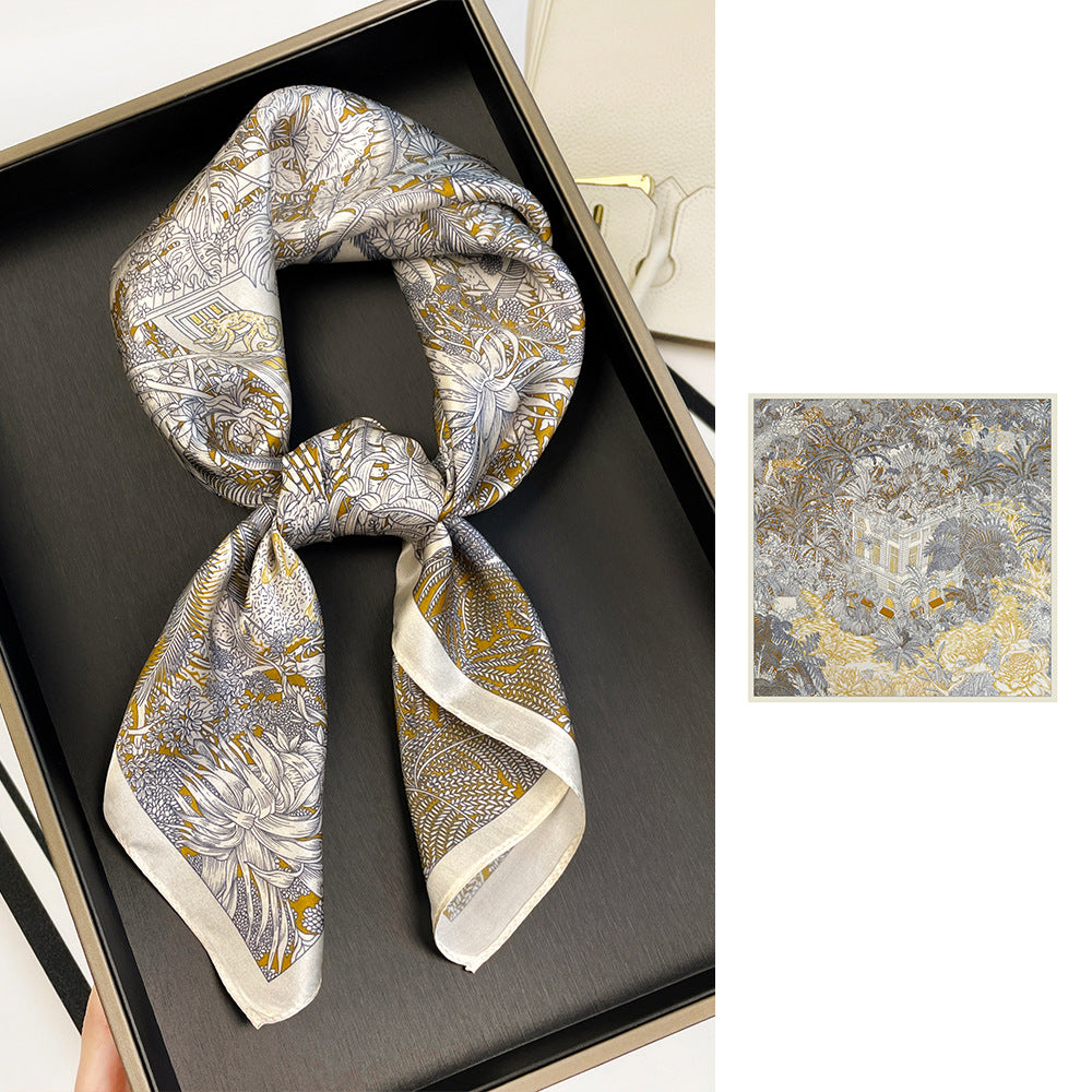 inRealSilk ZS7003-03# 66cm*66cm 100% Silk Small Square Scarf Small Neckerchief with Suit