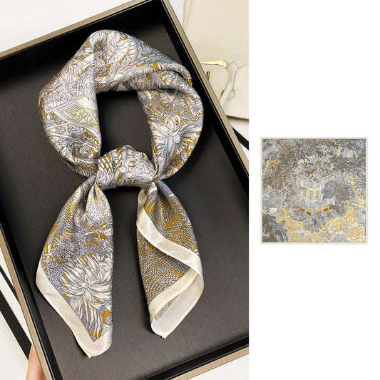 inRealSilk ZS7003-03# 66cm*66cm 100% Silk Small Square Scarf Small Neckerchief with Suit