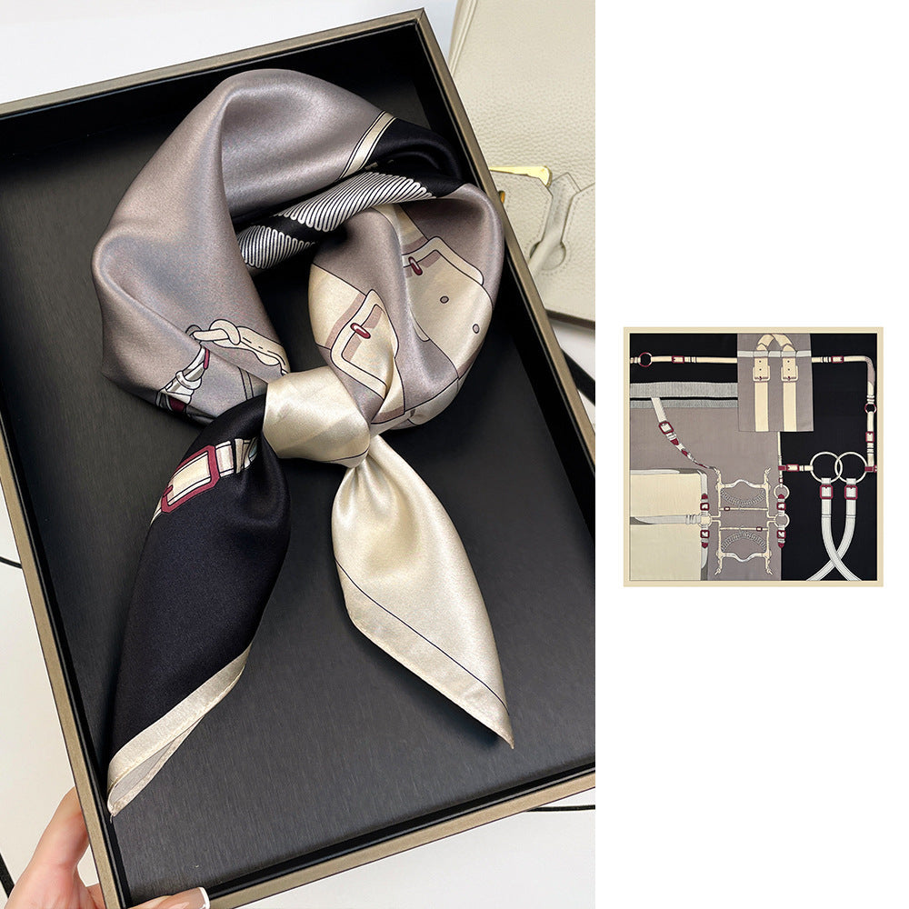 inRealSilk ZS7003-02# 66cm*66cm 100% Silk Small Square Scarf Small Neckerchief with Suit