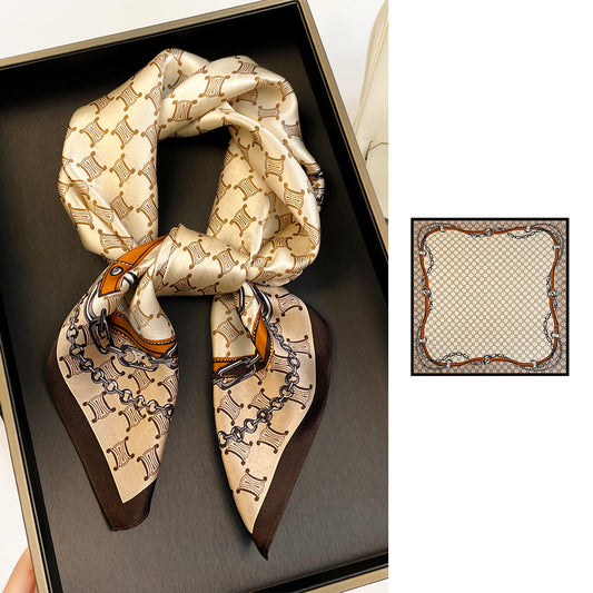 inRealSilk Light Khaki 66cm*66cm 100% Silk Small Square Scarf Small Neckerchief with Suit