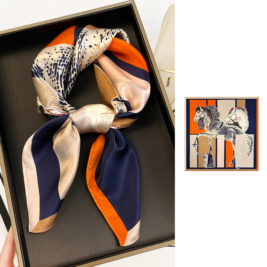 inRealSilk Color-Coded Horse 66cm*66cm 100% Silk Small Square Scarf Small Neckerchief with Suit