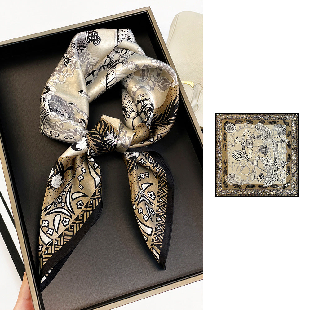 inRealSilk Egyptian Scepter 66cm*66cm 100% Silk Small Square Scarf Small Neckerchief with Suit