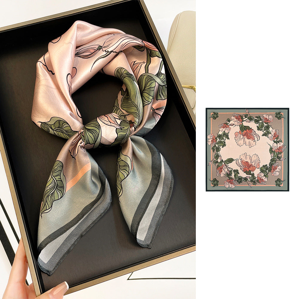 inRealSilk ZS7005-Pink 66cm*66cm 100% Silk Small Square Scarf Small Neckerchief with Suit