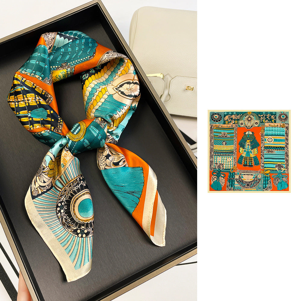 inRealSilk ZS7006-03# 66cm*66cm 100% Silk Small Square Scarf Small Neckerchief with Suit