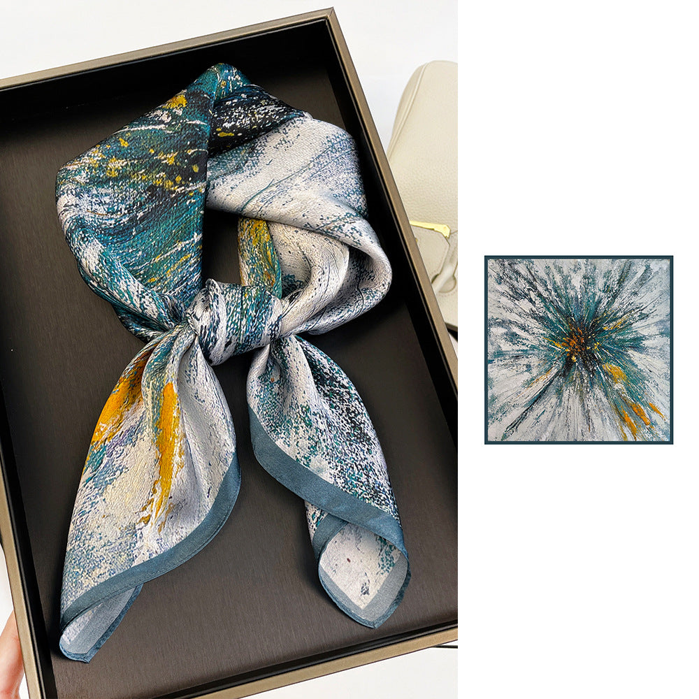 inRealSilk ZS7007-04# 66cm*66cm 100% Silk Small Square Scarf Small Neckerchief with Suit