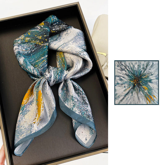 inRealSilk ZS7007-04# 66cm*66cm 100% Silk Small Square Scarf Small Neckerchief with Suit